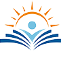 Illustration of an open book with a stylized person and sun above, symbolizing learning and growth.