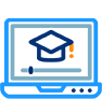 Laptop displaying a graduation cap icon, representing online education or e-learning.