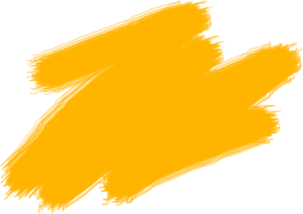 A yellow paintbrush stroke with rough, uneven edges on a transparent background.