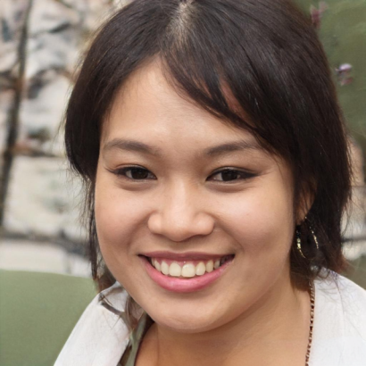 A woman with medium-length dark hair smiles at the camera. She is wearing a white top and hoop earrings, with a blurred outdoor background. A woman with medium-length dark hair smiles at the camera. She is wearing a white top and hoop earrings, with a blurred outdoor background.